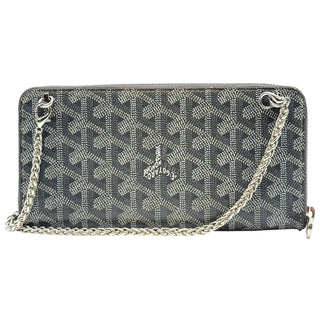 GOYARD Gray Goyardine Pouch with added Silver Wrist Chain Goyard