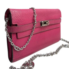 HERMES Pink Chevre Leather Kelly Wallet