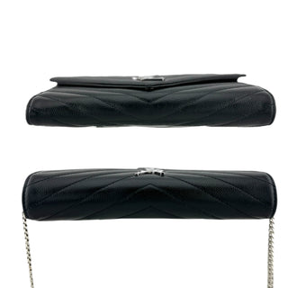 SAINT LAURENT Grain de Poudre Chevron Cassandra YSL Clutch with Unbranded Chain Saint Laurent