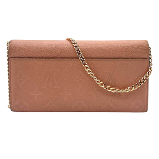 LOUIS VUITTON Pink Empreinte Wallet with Added Gold Crossbody Chain Louis Vuitton