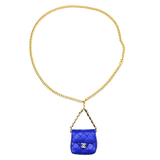 CHANEL Blue Lambskin Micro Classic Flap Belt Bag Chanel