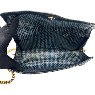 GUCCI Medium Navy Suede Ophidia Clutch with Strap & Chain Gucci