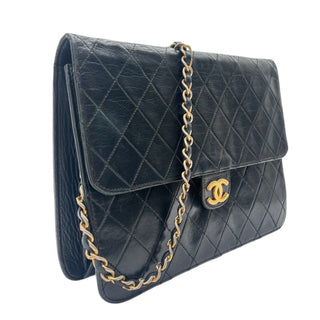 CHANEL Black Lambskin Classic Single Flap Chain Bag Chanel
