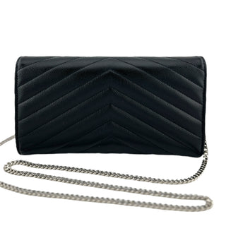 SAINT LAURENT Grain de Poudre Chevron Cassandra YSL Clutch with Unbranded Chain Saint Laurent