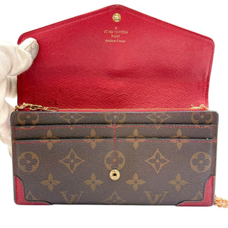 LOUIS VUITTON Red Monogram Retro Sarah Wallet with added Gold Chain Louis Vuitton