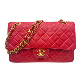 CHANEL Red Lambskin Medium Classic Double Flap Chain Bag Chanel