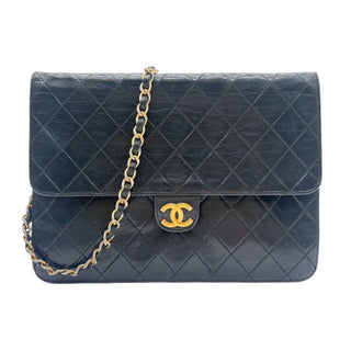 CHANEL Black Lambskin Classic Single Flap Chain Bag Chanel