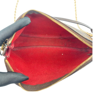LOUIS VUITTON Damier Ebene Coated Canvas Pochette Accessoires with Detachable Chains Louis Vuitton