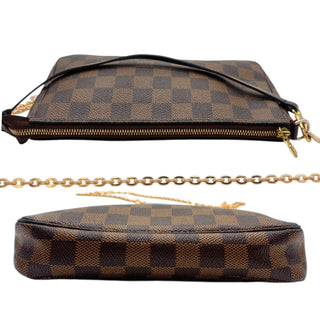 LOUIS VUITTON Damier Ebene Coated Canvas Pochette Accessoires with Detachable Chains Louis Vuitton