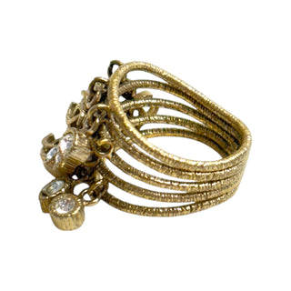 CHANEL Coco Mark Rhinestone Charm Ring CHANEL