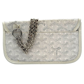 White Goyardine Pouch with added Silver Wrist Chain Bag Envy