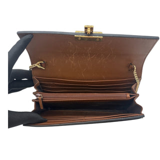 GUCCI Black Leather and Coated Canvas GG Supreme Padlock Wallet on Chain Gucci