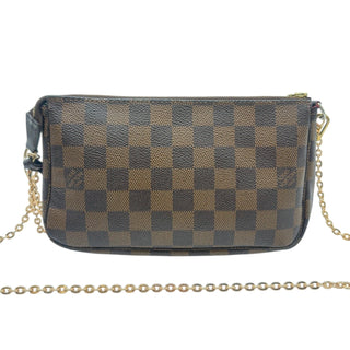 LOUIS VUITTON Damier Ebene Coated Canvas Pochette Accessoires with Detachable Chains Louis Vuitton