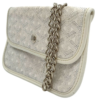 White Goyardine Pouch with added Silver Wrist Chain Bag Envy
