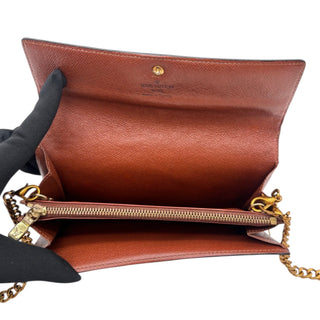 LOUIS VUITTON Monogram Sarah Wallet with added Gold Crossbody Chain Louis Vuitton