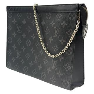 Mongram Eclipse Black Pochette Voyage MM clutch bag w/ Added Crossbody Chain Unisex Bag Envy