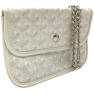 White Goyardine Pouch with added Silver Wrist Chain Bag Envy