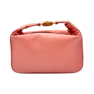 CHANEL Pink Leather Ginza Camellia Mini Handle Bag Chanel