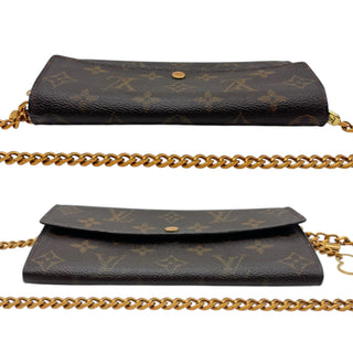 LOUIS VUITTON Monogram Sarah Wallet with added Gold Crossbody Chain Louis Vuitton