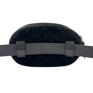 GUCCI Black Velvet Chevron Quilted Marmont Waist Bag Gucci