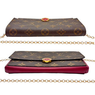 LOUIS VUITTON Monogram Flore Wallet with Added Chain Louis Vuitton