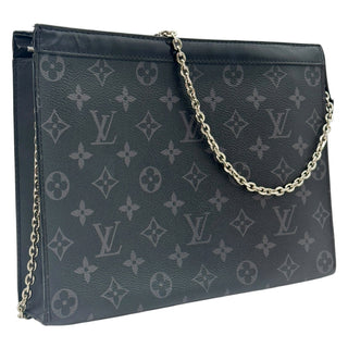 Mongram Eclipse Black Pochette Voyage MM clutch bag w/ Added Crossbody Chain Unisex Bag Envy