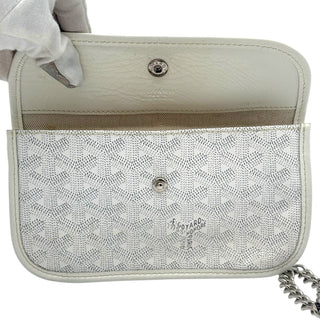 White Goyardine Pouch with added Silver Wrist Chain Bag Envy