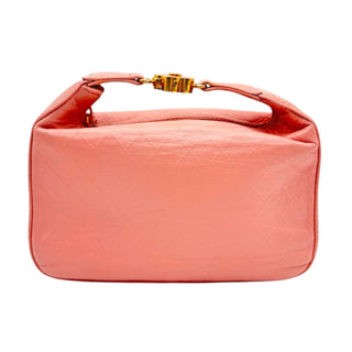 CHANEL Pink Leather Ginza Camellia Mini Handle Bag Chanel