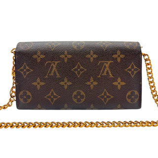 LOUIS VUITTON Monogram Sarah Wallet with added Gold Crossbody Chain Louis Vuitton