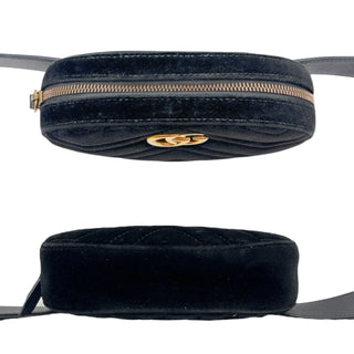 GUCCI Black Velvet Chevron Quilted Marmont Waist Bag Gucci