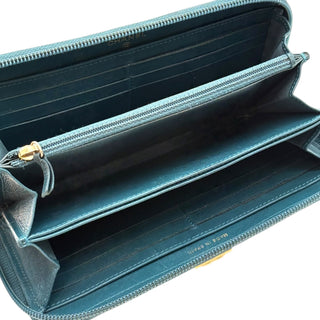 CHANEL Indigo Calfskin Quilted Stitch Boy Zip Wallet Chanel