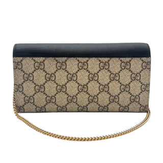 GUCCI Black Leather and Coated Canvas GG Supreme Padlock Wallet on Chain Gucci