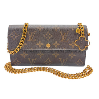 LOUIS VUITTON Monogram Sarah Wallet with added Gold Crossbody Chain Louis Vuitton