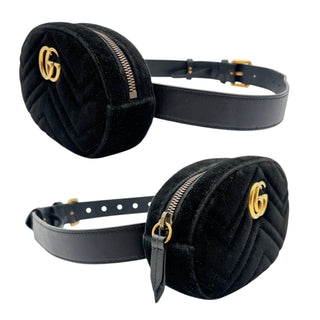 GUCCI Black Velvet Chevron Quilted Marmont Waist Bag Gucci