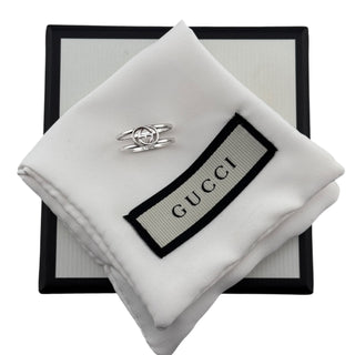 GUCCI Sterling Silver Interlocking GG Logo Ring Gucci