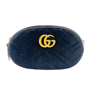 GUCCI Black Velvet Chevron Quilted Marmont Waist Bag Gucci