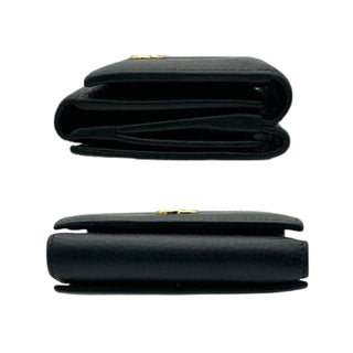 GUCCI Black Leather GG Marmont Compact Wallet with Adjustable Chain Gucci