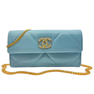 CHANEL Blue Leather Compact 19 Wallet Chanel