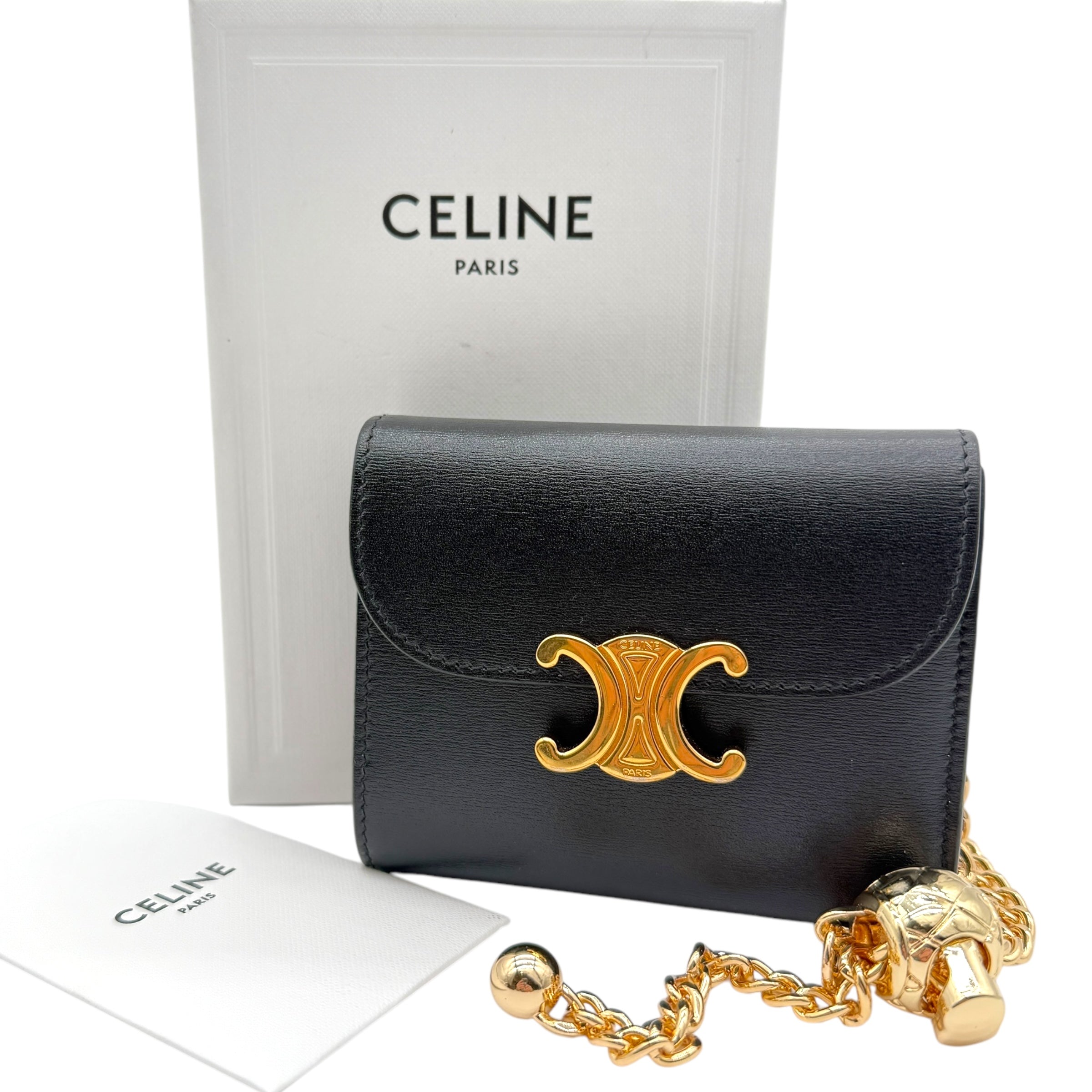 CELINE Compact Trifold Wallet on Adjustable Chain Bag – Bag Envy