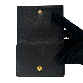 GUCCI Black Leather GG Marmont Compact Wallet with Adjustable Chain Gucci