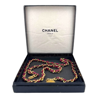 CHANEL Red Leather Chain Belt Chanel