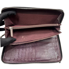 CHANEL Black Lambskin Quilted SHW Organizer Zip Wallet