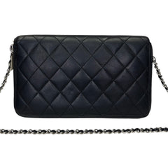 CHANEL Black Lambskin Quilted SHW Organizer Zip Wallet