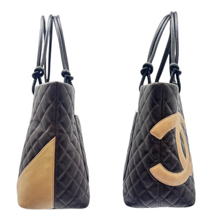 CHANEL Brown Lambskin Cambon Tote Chanel