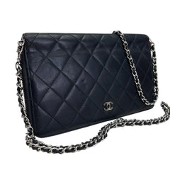 CHANEL Black Lambskin Quilted SHW Organizer Zip Wallet