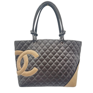 CHANEL Brown Lambskin Cambon Tote Chanel