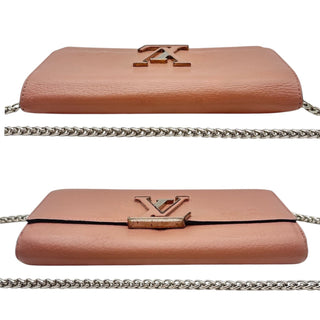 LOUIS VUITTON Pink Taurillon Capucines Leather Wallet with Chain Louis Vuitton