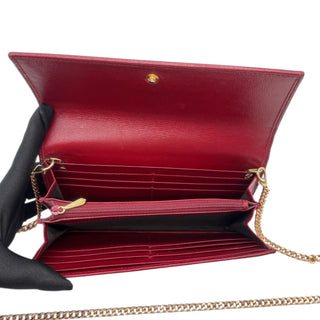 GUCCI Red Leather GG Logo Wallet with added Chain Gucci