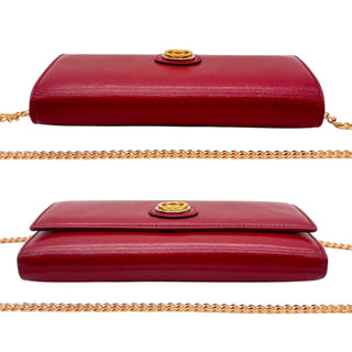 GUCCI Red Leather GG Logo Wallet with added Chain Gucci