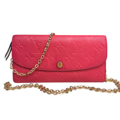 LOUIS VUITTON Pink Monogram Empreinte Emilie Wallet with added Chain